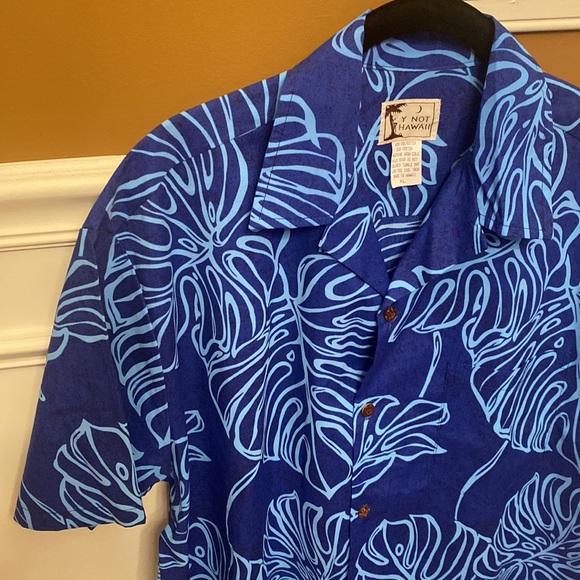 HAWAII Mens XL - NWOT Beautiful Blue & Teal Retro Button Down Shirt - Picture 4 of 10